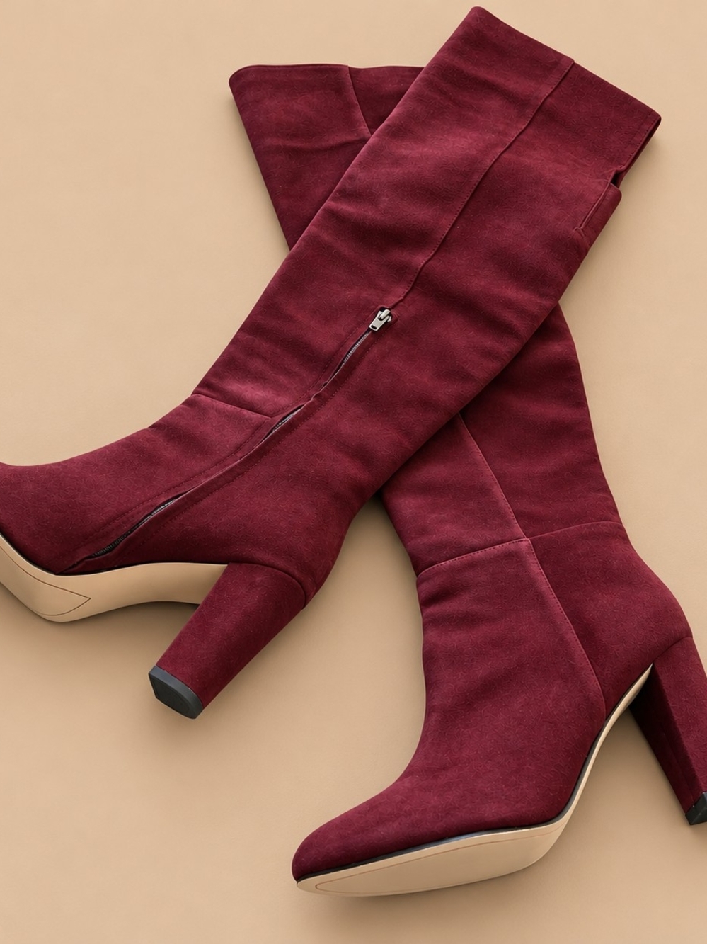 Halogen Burgundy Over-the-Knee Suede Boots